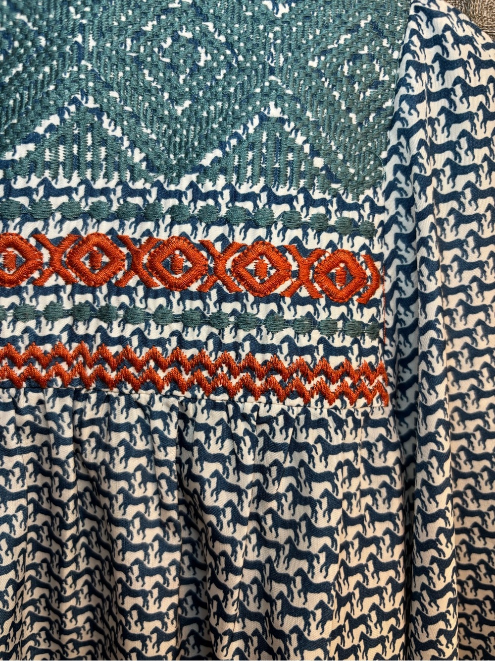 Maeve Anthropologie Horse Print Embroidered Blouse XS Boho Equestrian - Picture 4 of 6